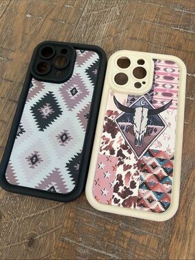Southwestern Pattern Phone Case - Pink & Black  2 iPhone 14 max pro